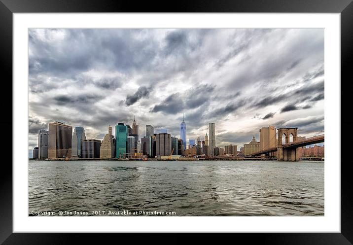 New York Skyline Framed Mounted Print by Jon Jones