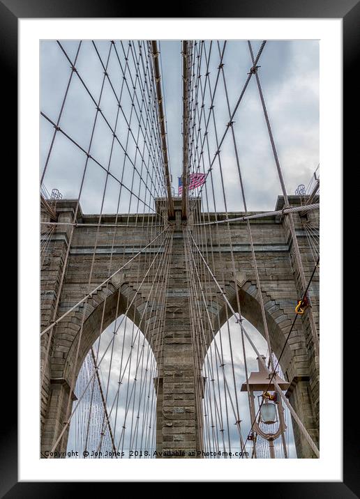 The Brooklyn Bridge, New York Framed Mounted Print by Jon Jones