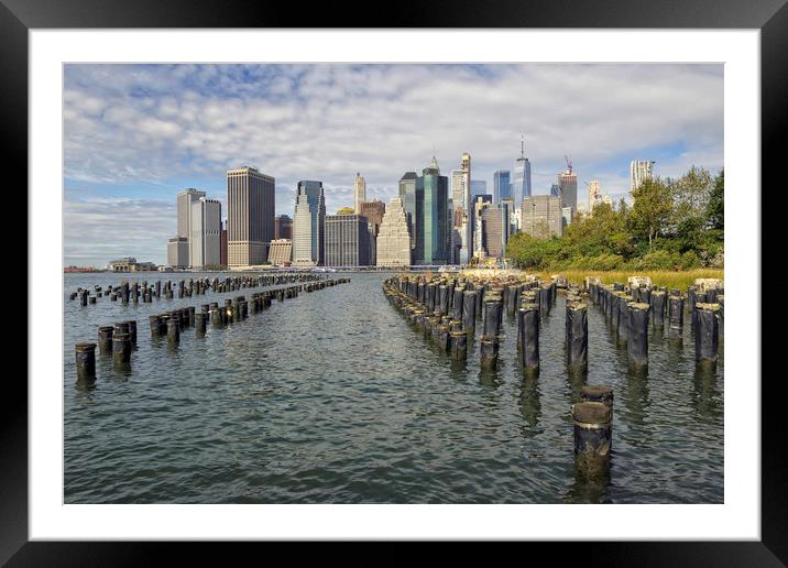 The Manhattan skyline from Brooklyn Park Framed Mounted Print by Jon Jones