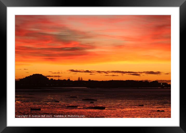 Morecambe at sunset Framed Mounted Print by Andrew Bell