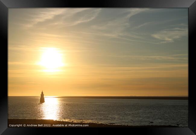 Plover Scar lighthouse Framed Print by Andrew Bell