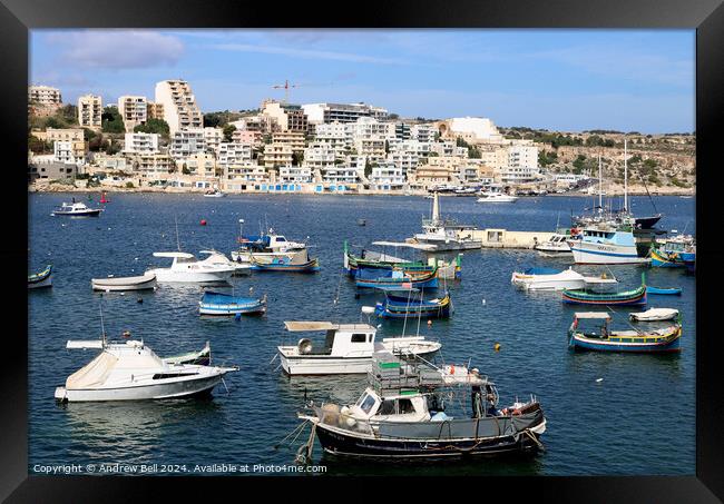 Xemxeij Bay Malta Framed Print by Andrew Bell