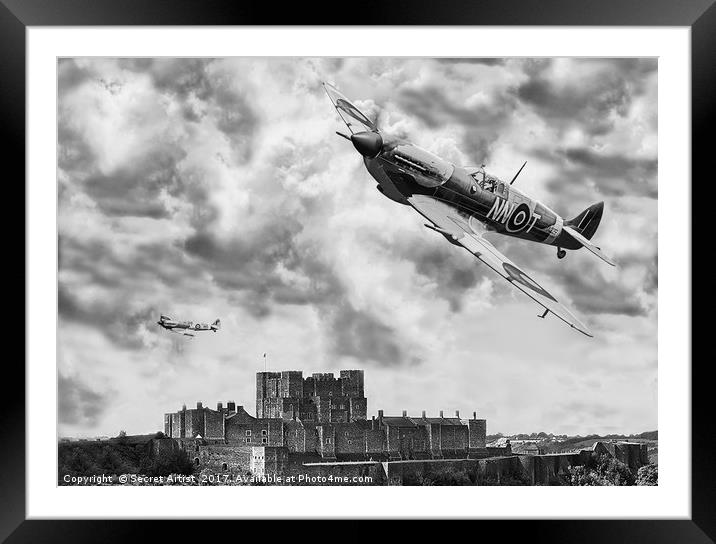 Spitfires over Dover Castle Framed Mounted Print by Secret Artist