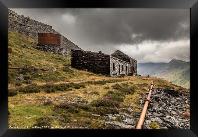 Abandoned buildings, Dinorwig, North Wales Framed Print by Liz Withey