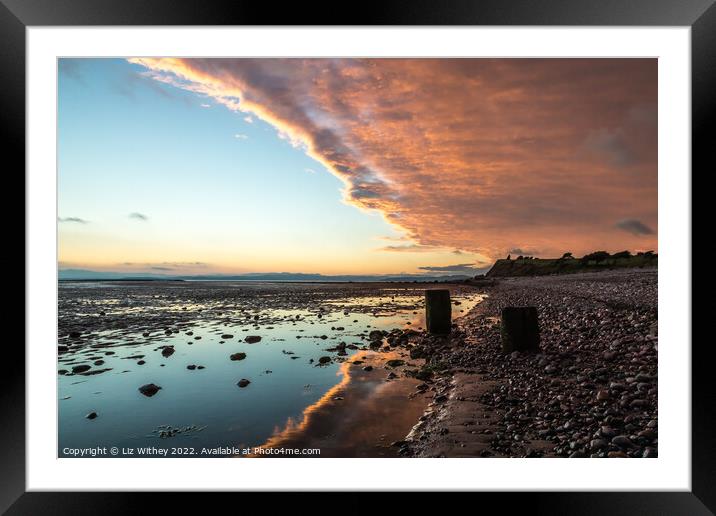 Sunset Red Bank, Morecambe Bay Framed Mounted Print by Liz Withey
