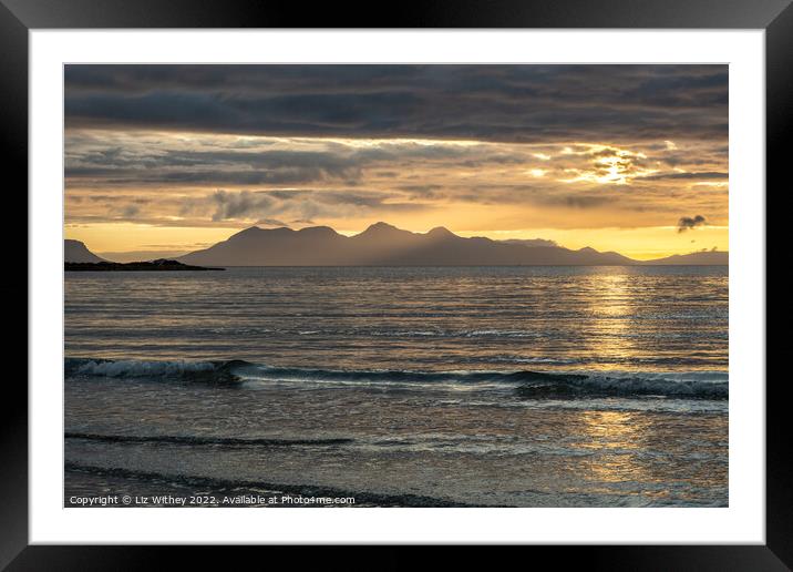 Sunset over Rum Framed Mounted Print by Liz Withey