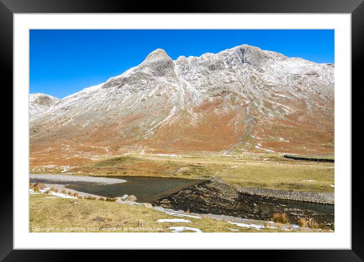 Pike of Stickle and Mickleden Dam Framed Mounted Print by Liz Withey