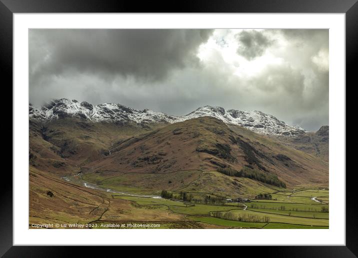 Winter in Great Langdale Framed Mounted Print by Liz Withey