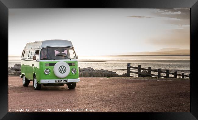 Camper by the Sea Framed Print by Liz Withey