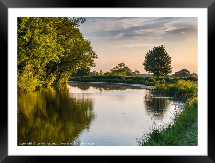 Summer Evening, Lancaster Canal Capernwray Framed Mounted Print by Liz Withey