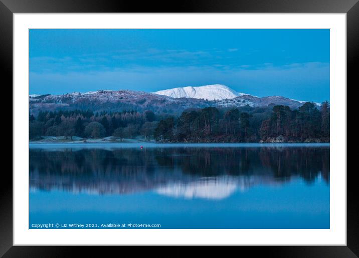 Blue Dawn, Windermere Framed Mounted Print by Liz Withey