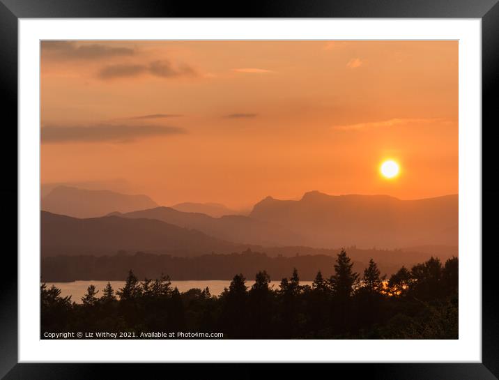 Sunset, Windermere Framed Mounted Print by Liz Withey