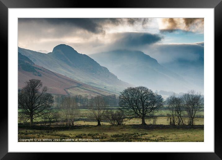 Side Pike, Langdale Framed Mounted Print by Liz Withey