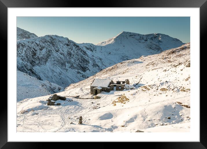 Dubs Hut in Winter Framed Mounted Print by Liz Withey