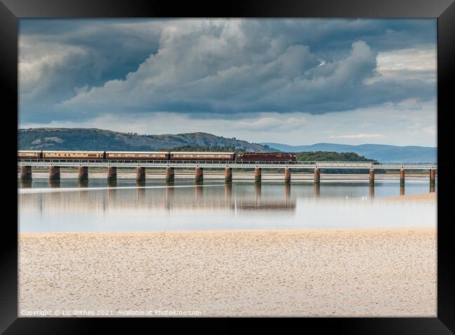 Arnside Viaduct with train Framed Print by Liz Withey