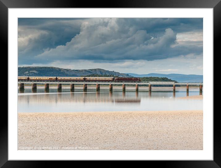 Arnside Viaduct with train Framed Mounted Print by Liz Withey