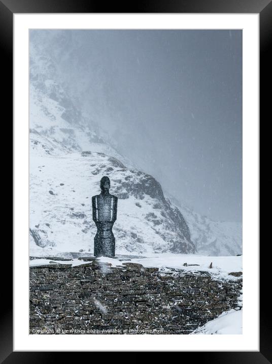 Slate Sculpture, Honister Pass, Lake District Framed Mounted Print by Liz Withey