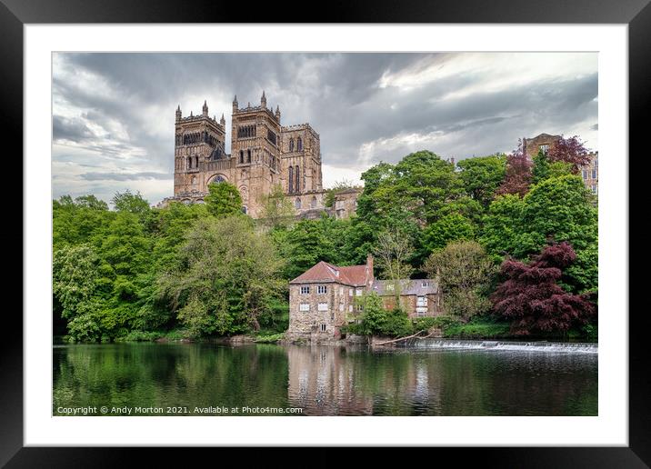 Serene Durham Cathedral Amidst Verdant Foliage Framed Mounted Print by Andy Morton