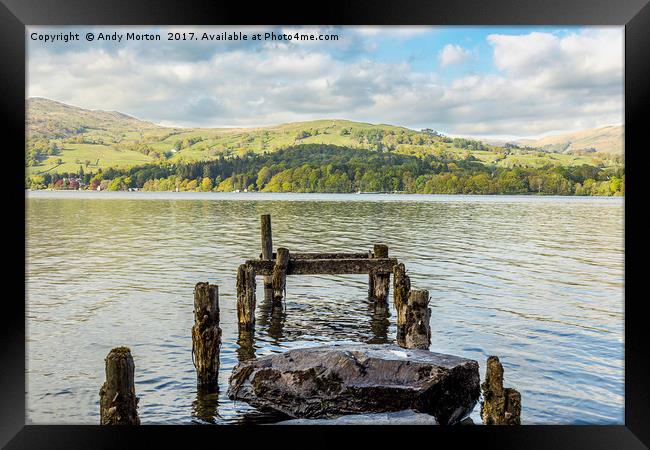 Old Jetty Looking Over Lake Windermere Framed Print by Andy Morton