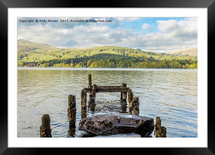 Old Jetty Looking Over Lake Windermere Framed Mounted Print by Andy Morton