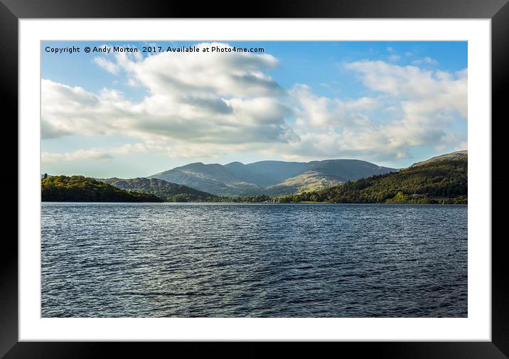 View Of The Mountains Over Lake Windermere Framed Mounted Print by Andy Morton