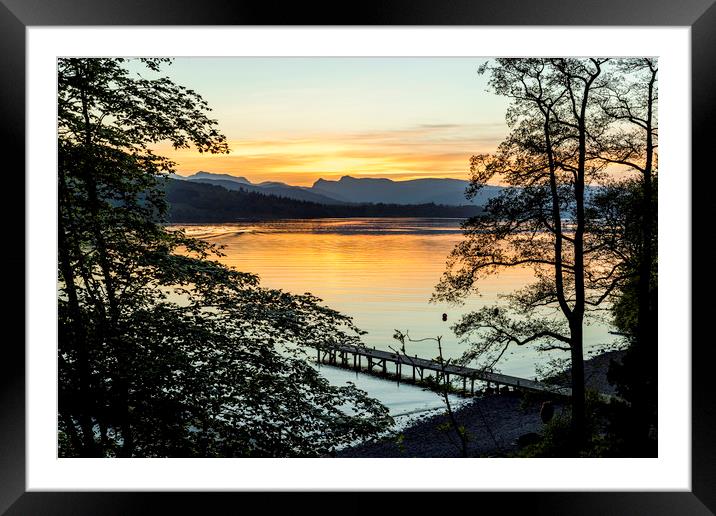 Sunset Over Lake windermere Framed Mounted Print by David Morton