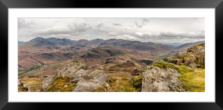 View from the top of Harter Fell  Framed Mounted Print by James Marsden
