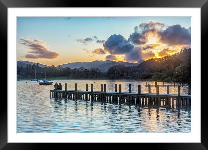 Ambleside Jetty at Sunset Framed Mounted Print by James Marsden