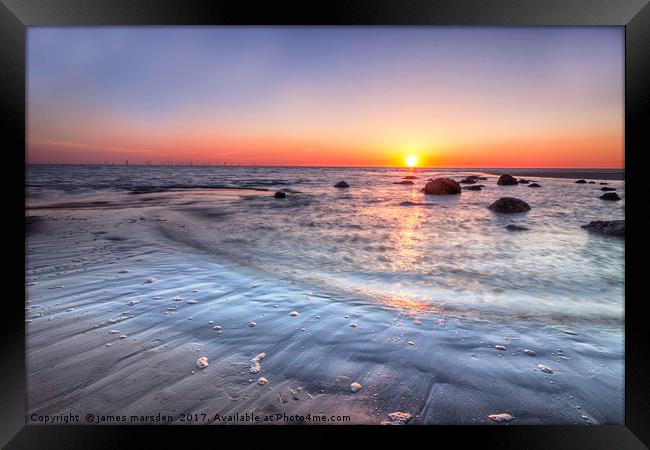 Radiant Sunset Over Walney Island Beach Framed Print by James Marsden