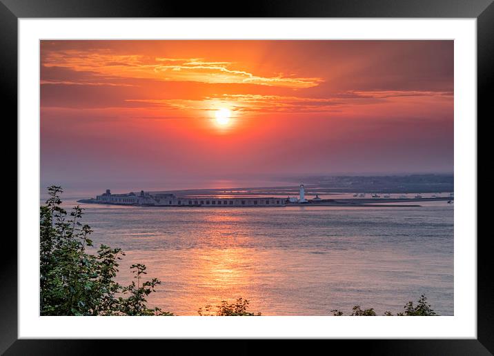 A Captivating Sunset at Hurst Point Castle Lightho Framed Mounted Print by James Marsden