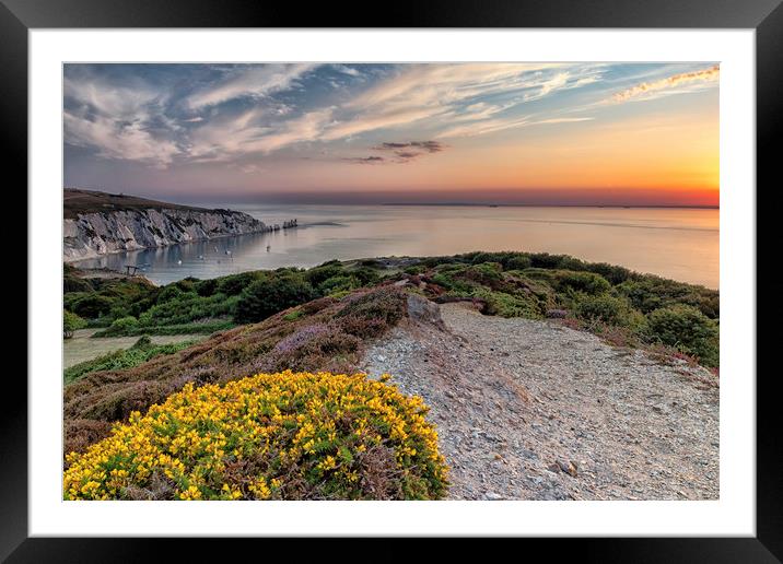 Sunset at the Needles Lighthouse Framed Mounted Print by James Marsden
