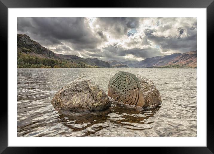 Millennium Stone on Derwent Water  Framed Mounted Print by James Marsden