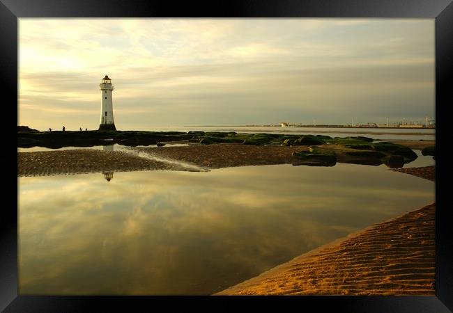    New Brighton Lighthouse , Late Evening Reflecti Framed Print by Alexander Pemberton