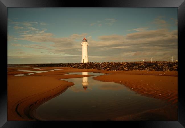         Reflections .   New Brighton Lighthouse ,  Framed Print by Alexander Pemberton
