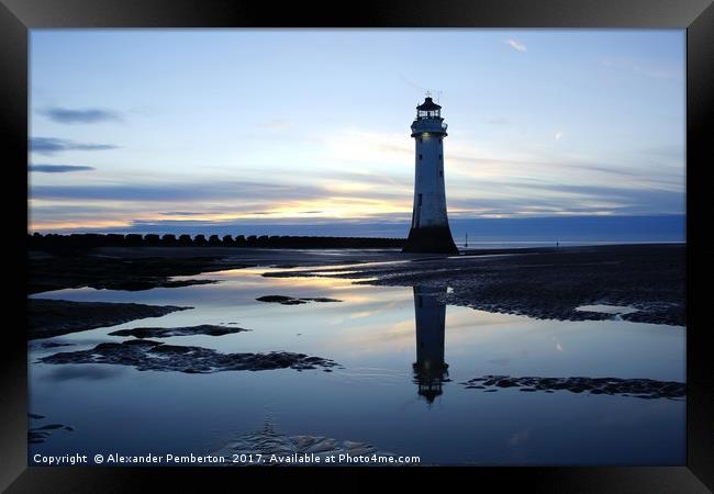     Sunset  over Fort Perch Rock New Brighton Mers Framed Print by Alexander Pemberton