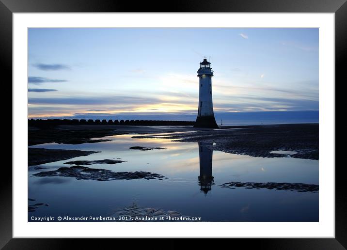     Sunset  over Fort Perch Rock New Brighton Mers Framed Mounted Print by Alexander Pemberton