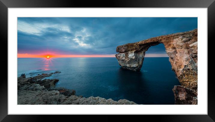 Azure Window Sunset Malta Framed Mounted Print by Ed Alexander