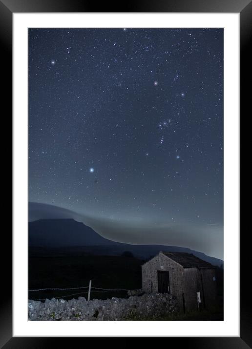 Sirius and Orion over Ingleborough Framed Mounted Print by Pete Collins