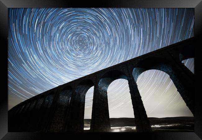 Startrails, Ribblehead Viaduct Framed Print by Pete Collins