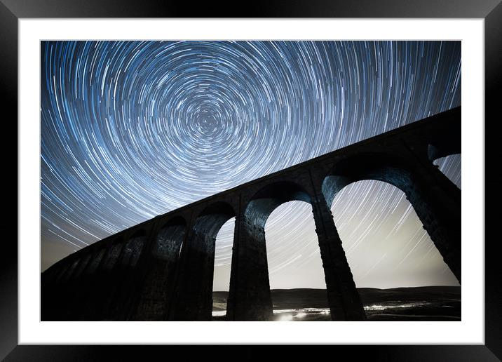 Startrails, Ribblehead Viaduct Framed Mounted Print by Pete Collins