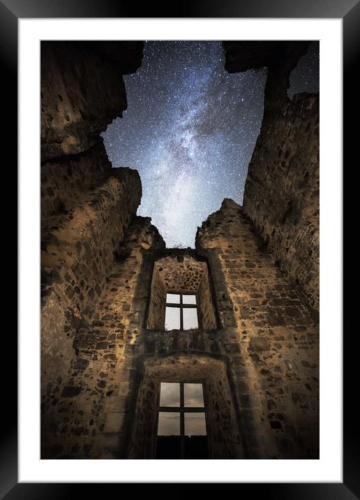 Milky Way over St. Germain Castle Framed Mounted Print by Pete Collins