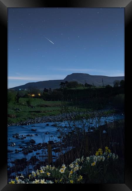 Meteor over Ingleborough Framed Print by Pete Collins