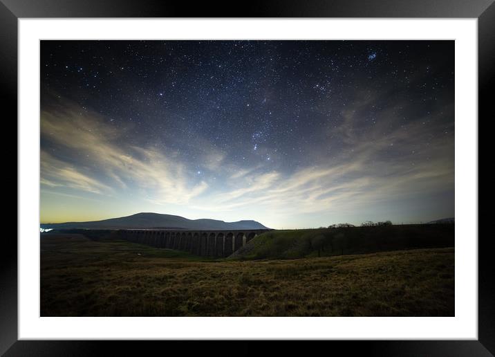 Ribblehead Viaduct, Ingleborough and Orion Framed Mounted Print by Pete Collins