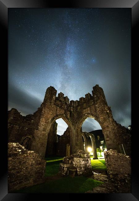 Llanthony Priory & the Milky Way Framed Print by Pete Collins