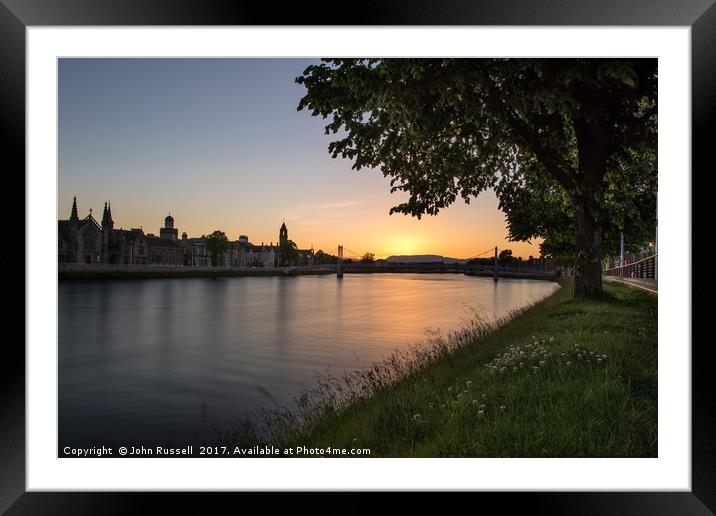 Riverside Sunset Inverness Framed Mounted Print by John Russell