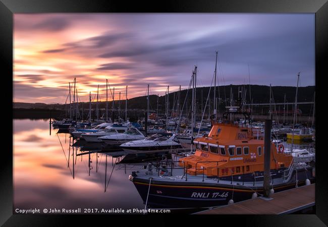 Inverness Marina Sunset Framed Print by John Russell