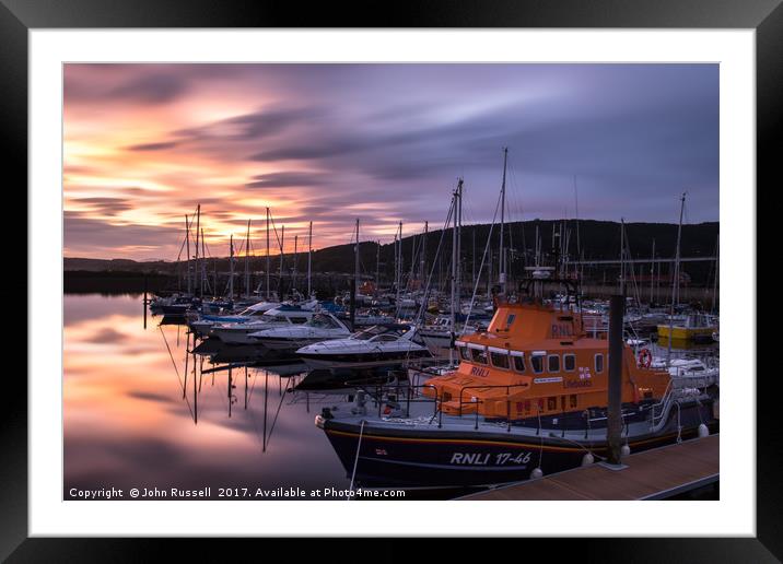 Inverness Marina Sunset Framed Mounted Print by John Russell