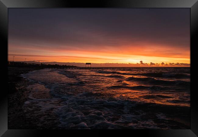 Serene Dawn Over Littlehampton Beach Framed Print by Mel RJ Smith