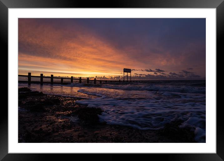 "Autumn Sunrise Embraces Littlehampton's Coastal M Framed Mounted Print by Mel RJ Smith