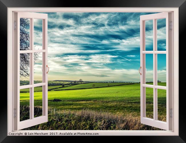 Window onto Sunlit Fields  Framed Print by Iain Merchant